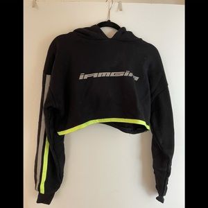 I AM GIA black hoodie with neon detailing. Size XS